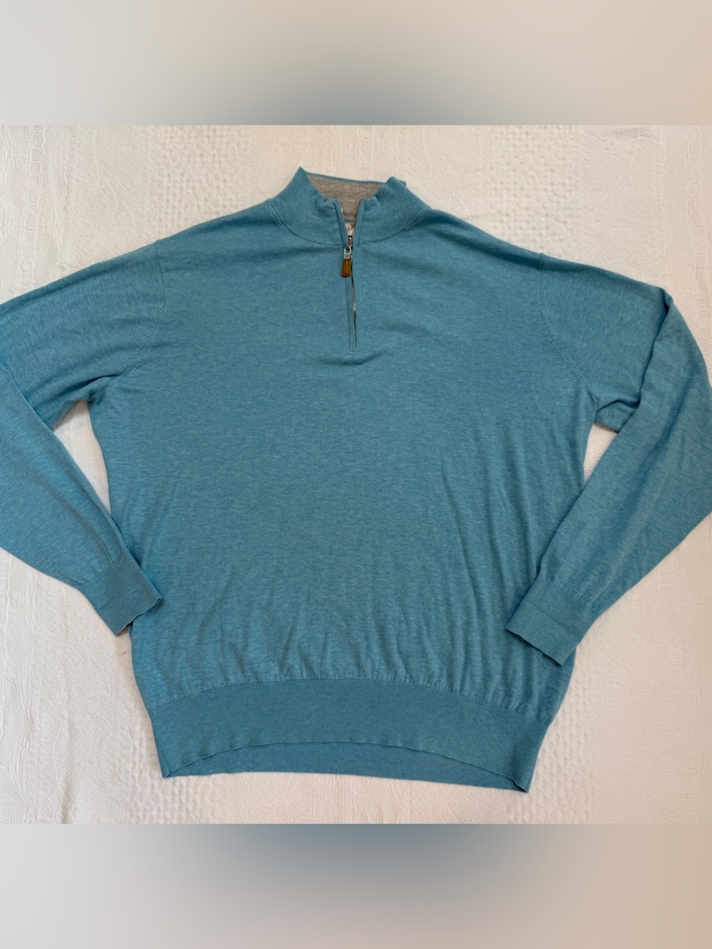 Peter Millar Quarter Zip Sweater Silk Cotton Blend Men’s Large L Blue